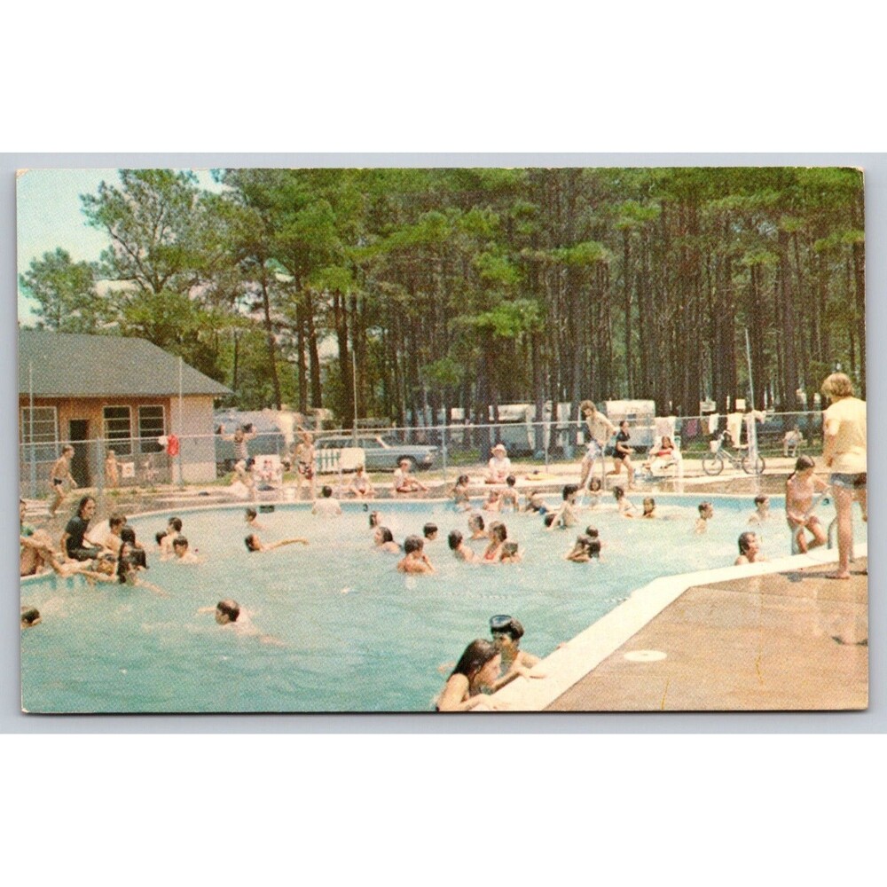 Vintage Postcard New Point Camp Ground Swimming Pool New Point Virginia VA 1960s